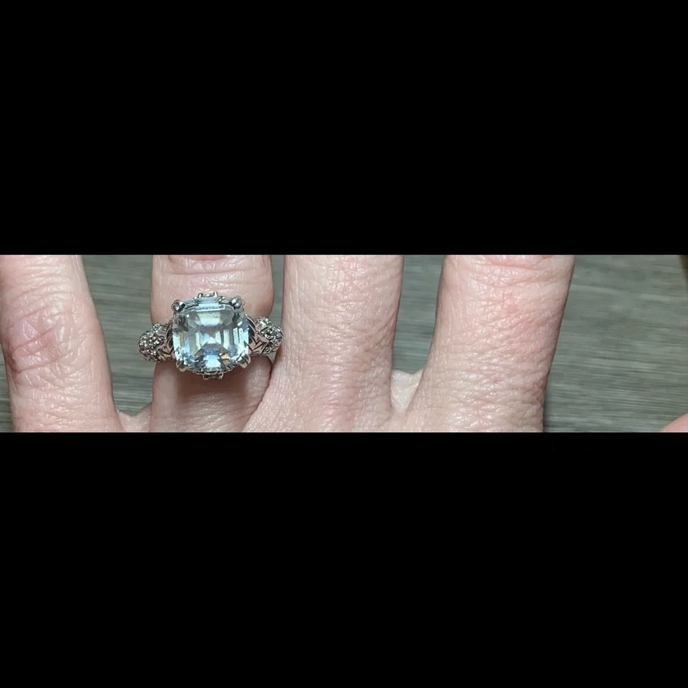 Judith Ripka Sterling Silver Asscher Cut Cubic Zirconia Ring, Size 5 - Picture 8 of 10